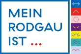 Il grafico mostra il testo "La mia Rodgau è..." al centro e le icone con i simboli della Dichiarazione di Diversità di Rodgau alla sua destra.