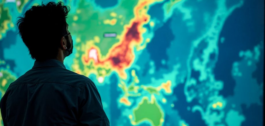 Un uomo guarda una mappa termica