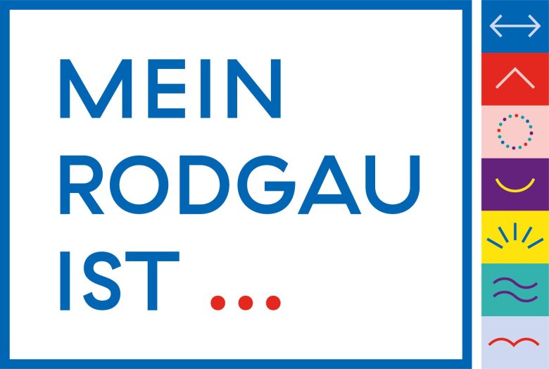 O gráfico apresenta o texto "My Rodgau is..." no centro e ícones com símbolos da Declaração de Diversidade de Rodgau à direita