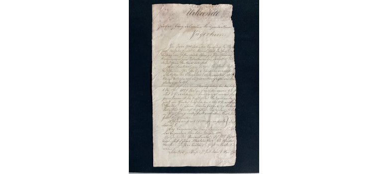 Document vechi cu text scris de mână care confirmă o descoperire în Jügesheim