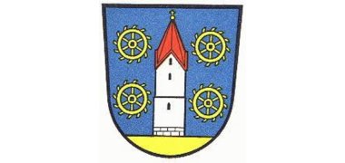 Stema orașului Weiskirchen Stema orașului Weiskirchen este un scut albastru cu un turn alb, un acoperiș roșu și patru roți galbene în jurul său.