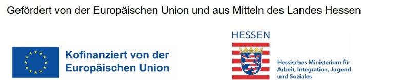 Изображение логотипа Европейского союза и Министерства труда, интеграции, молодежи и социальных дел Гессена